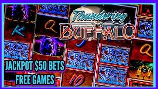 BUFFALO SLOT JACKPOT/ $50 BETS/ FREE GAMES/ HIGH LIMIT SLOT