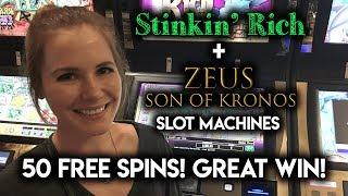 50 FREE SPINS! Stinking Rich Slot Machine! Zeus RE-SPINS! Great WIN!