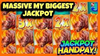 MY BIGGEST JACKPOT ON RAGIN RHINO ~ I CAN'T BELIEVE I WON THIS MUCH