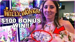 I ️ WILLY! Fun $100 Bonus Round Win ️Willy Wonka Slots | Slot Ladies