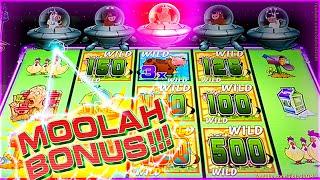 MOOLAH Bonuses!!! Invaders Attack from the Planet Moolah - WILD COWS! CASINO SLOTS