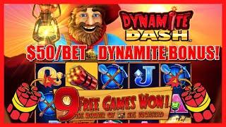 HIGH LIMIT All Aboard  Dynamite Dash $50 MAX BET Bonus Round Slot Machine Casino
