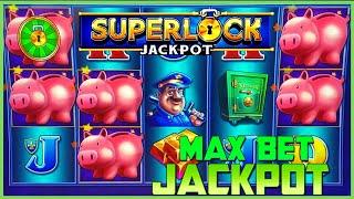 HIGH LIMIT SUPERLOCK Lock It Link Piggy Bankin' HANDPAY JACKPOT $30 MAX BET BONUS Round Slot