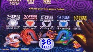 5 Dragons Slot Machine $6 Bet Bonus NICE Win ! Merry Christmas