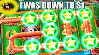 I WAS DOWN TO $1! WHAT A COMEBACK WIN! MAX BET BONUS | DRAGON LAW SLOT MACHINE