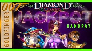 INCREDIBLE JACKPOT HANDPAY  DOLLAR  DIAMOND QUEEN + MAX GOLDFINGER HUGE WINS (DOUBLE FEATURE)