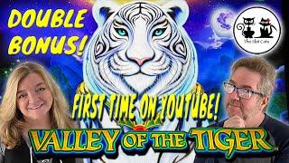 WE GOT A DOUBLE BONUS- FIRST TIME ON YOUTUBE! NEW GAME-VALLEY OF THE TIGER & DRAGON CASH&LINK WINS!