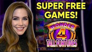 BONUS VIDEO! SUPER FREE GAMES! Lots Buffalo Gold Free Spins! Wonder 4 Tall Fortunes Slot Machine!