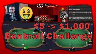 $5 to $1000 Cash Game Poker Bankroll Challenge Pt. 4 | Rounder Casino