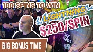 100 SPINS AT $250!  World’s Greatest Slot Player Plays Lightning Link