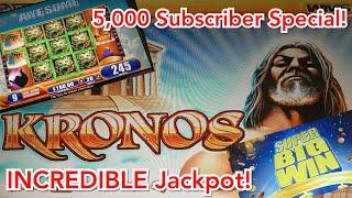 I CRUSHED KRONOS! Incredible High Limit Handpay Jackpot! Plus 10 $100 Spins  - 5,000 Subs Special!
