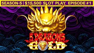 5 Dragons Gold Slot Machine Live Play | Season-5 | EPISODE #1