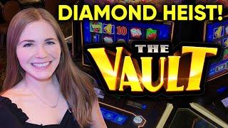 The Vault Slot Machine! Nice Diamond Heist Feature!