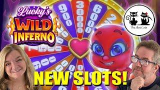 NEW GAMES - LUCKY WILD INFERNO IS ON FIRE  THE SLOT CATS GET A WHEEL AND A MAJOR PICKING BONUS!