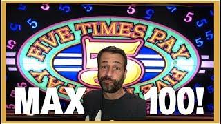 100 SPINS on FIVE TIMES PAY!  WHAT'S THE PAYBACK %  BIG WINS ON SLOTS