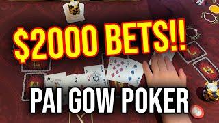 EPIC 4 ACES HAND AND HIGH STAKES $2000 BETS ON ORIGINAL PAI GOW! BANKING PAYS OFF HUGE!!