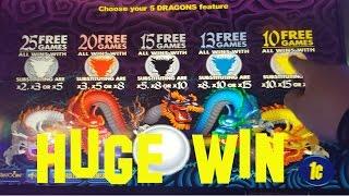 5 Dragons Live Play at max bet HUGE WIN BONUS RETRIGGER FREE GAMES