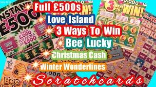 Scratchcards..B-Lucky...Love Island..3 ways to Win..Full £500..W/Wonderlines.Gold Tripler
