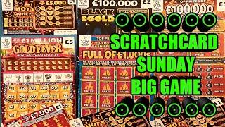 BIG GAME..CASHWORD EXTRA..£500,000 PINK..GOLDFEVER..FULL £1,000s..BLACK GOLD..GET FRUITY..SUPER 7s