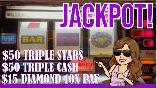 Handpay Jackpot  OLD SCHOOL Slot Machines  Triple Stars TRIPLE CASH  10 Times Pay Blazing Gems