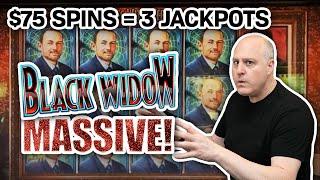 $75 Spins Bring Me THREE JACKPOT HANDPAYS  Black Widow Slots FTW