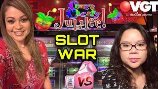 VGT SLOT WAR ON CRAZY CHERRY JUBILEE! ERICA’S SLOT WORLD vs SML $300 IN AT $9 MAX BET!