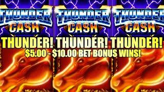 THUNDER CASH DELIVERS! $5-10 BETS! MUSTANG MONEY & THUNDER CASH Slot Machine (Ainsworth)