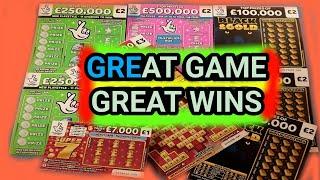 FANTASTIC GAME AND WINS....CASHWORD..BLACK GOLD..£250,000 GREEN..£500,000 PINK..SUPER 7s..