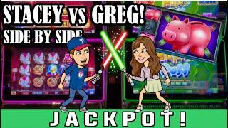 HANDPAY Jackpot! Side by Side BATTLE  Huff N Puff  Hold on to Your HATS  Piggy Bankin!