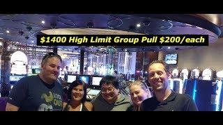 Part 1 $1400 High Limit Group Pull with Friends High Limit action at the Cosmopolitan slot machine