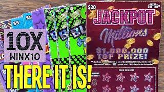 There IT IS! 5X NEW $20 Jackpot Millions ⫸ $180 TEXAS LOTTERY Scratch Offs