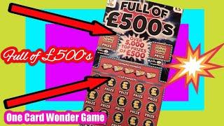 £5..FULL of £500's.....   One Card Wonder Game....with...