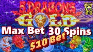 FINALLY $10 BET DRAGONS !!5 DRAGONS GOLD Slot (Aristocrat)MAX BET 30 SPINSMAX 30  #19 栗