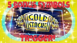 **GOLD STACKS** 5 Bonus Symbols Trigger!!