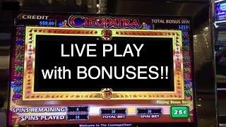 CLEOPATRA at 3 Different Casinos! LIVE PLAY w/BONUS Slot Machine Pokie in Vegas and SoCal