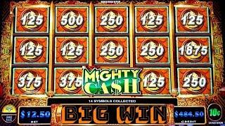 High Limit MIGHTY CASH Slot Machine $12.50 Max Bet Bonus & BIG WIN |SCARAB Slot Machine Max Bet Play