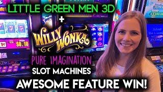 First Try on Little Green Men Slot Machine + Awesome Oompa Loompa Feature on Pure Imagination!