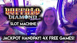 JACKPOT HANDPAY!! I FINALLY GOT THE TOP FREE GAMES! BUFFALO DIAMOND SLOT MACHINE!!