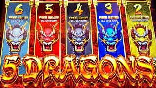GOING FOR MOST VOLATILE FEATURE!  NEW 5 DRAGONS RISING JACKPOTS Slot Machine (Aristocrat Gaming)