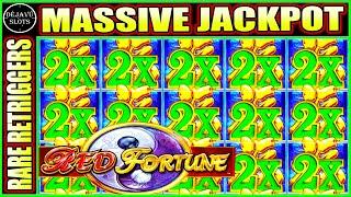 RARE RETRIGGERS OVER 60 SPINS MASSIVE JACKPOT HANDPAY! HIGH LIMIT RED FORTUNE SLOT MACHINE
