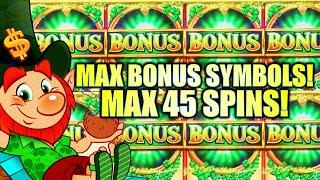 MAX BONUS SYMBOLS SHOCKER!! 45 MAX FREE GAMES! LEPRECHAUN’S GOLD RAINBOW BAY Slot Machine Bonus (SG)