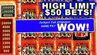 $50 BETS ON HOT ROCKS SLOT MACHINE  HIGH LIMIT WITH BIG JACKPOTS!