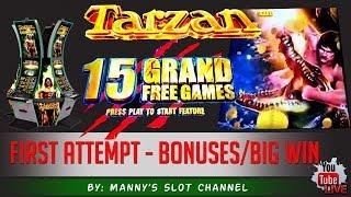 (First Attempt) Aristocrat's - Tarzan Grand : Bonuses / live Play & Big Win!!