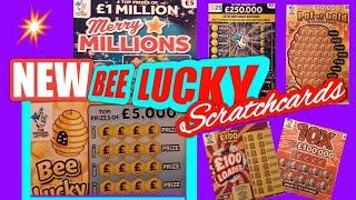 ScratchcardsMerry MillionsNEW BEE LUCKY Cards£250,000 Blue10X CashPot of Gold.