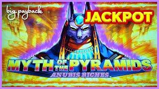 1st JACKPOT ON YOUTUBE!! for Myth of the Pyramids Anubis Riches Slot - AWESOME!