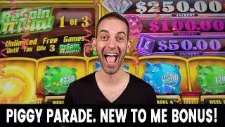 • NEW Piggy Parade Slot Machine • Got The Bonus!