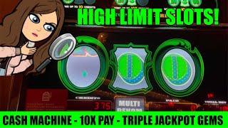 $20 CASH MACHINE  TRIPLE JACKPOT GEMS  10X PAY  HIGH LIMIT LIVE SLOT MACHINE PLAY! LAS VEGAS!