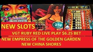 VGT $6.25 BET LIVE PLAY!!!!! NEW EMPRESS OF THE GOLDEN GARDEN & NEW CHINA SHORE SLOTS