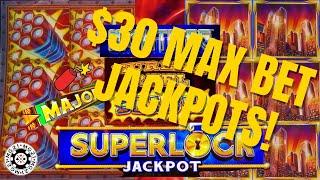 HIGH LIMIT SUPERLOCK Lock It Link Night Life Eureka Reel Blast (2) HANDPAY JACKPOTS Max Bet Bonuses