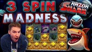 3 SPIN MADNESS on Razor Shark Slot - £10 Bet!